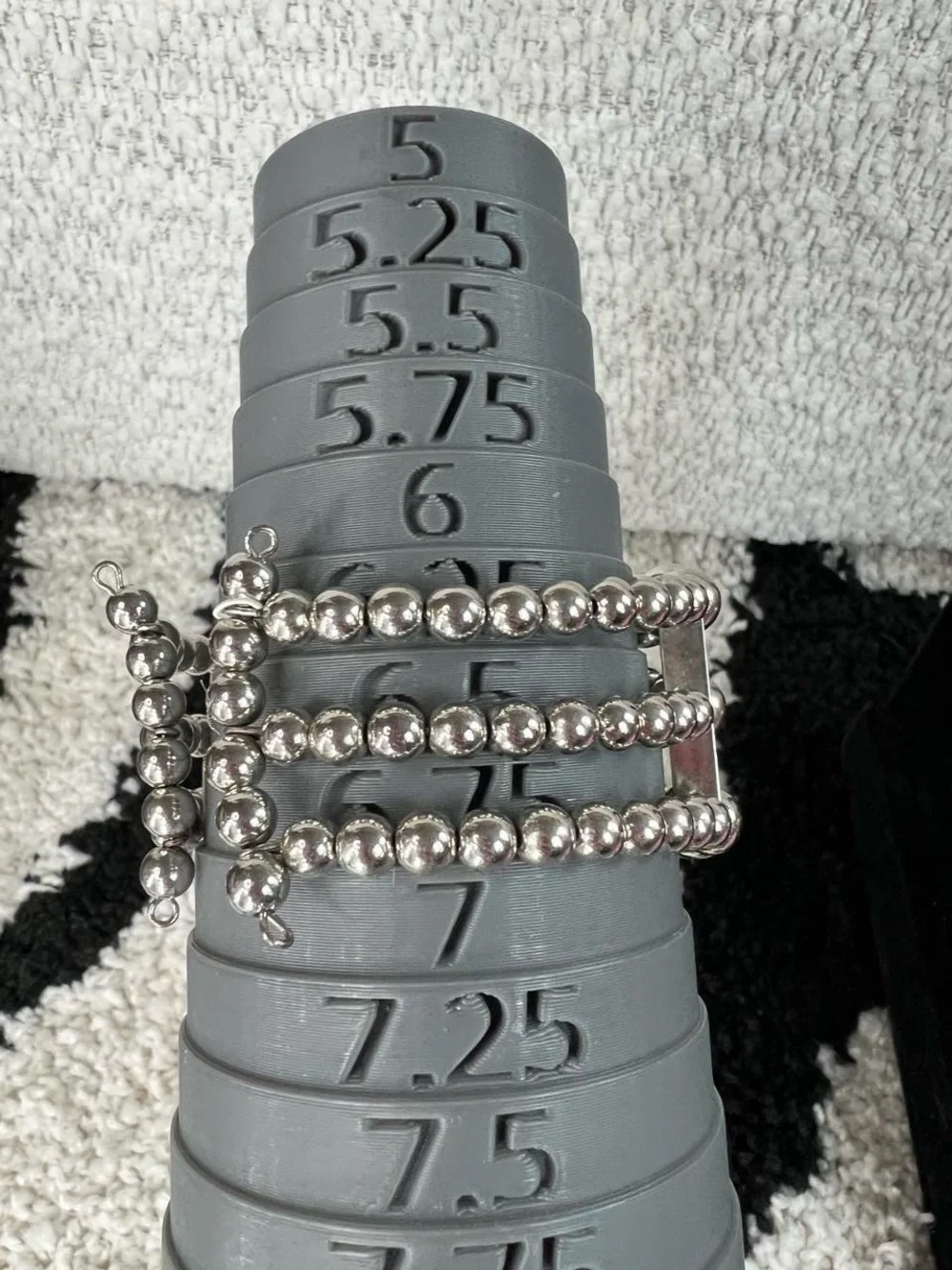 Y2K Silver beaded cuff bracelet with silver beads